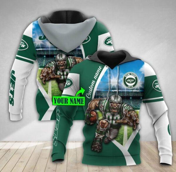 New York Jets 3D Mascot Personalized Hoodie 02 Dtt3Dhd130725